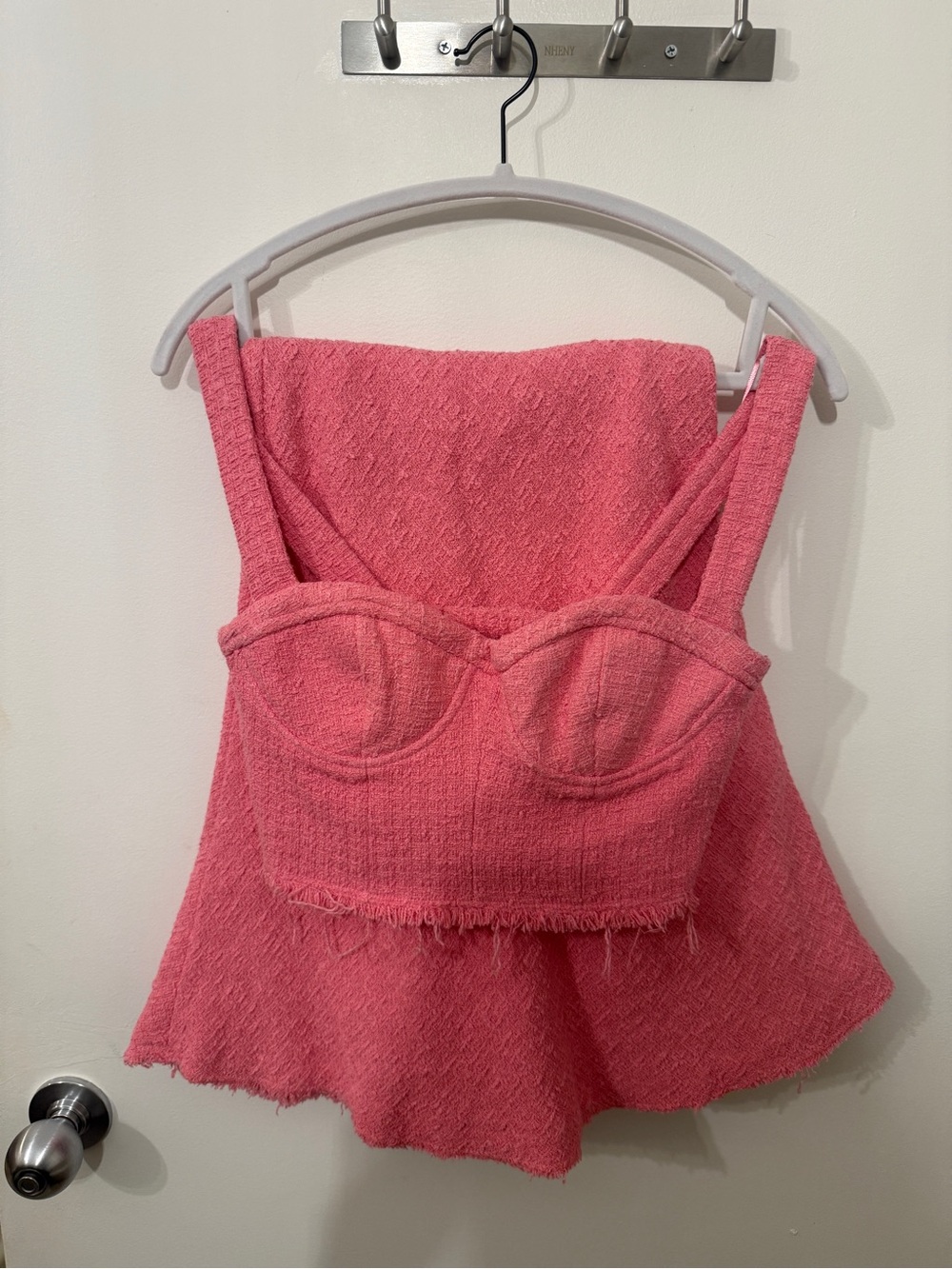 Zara Coral Pink Textured Strap Top